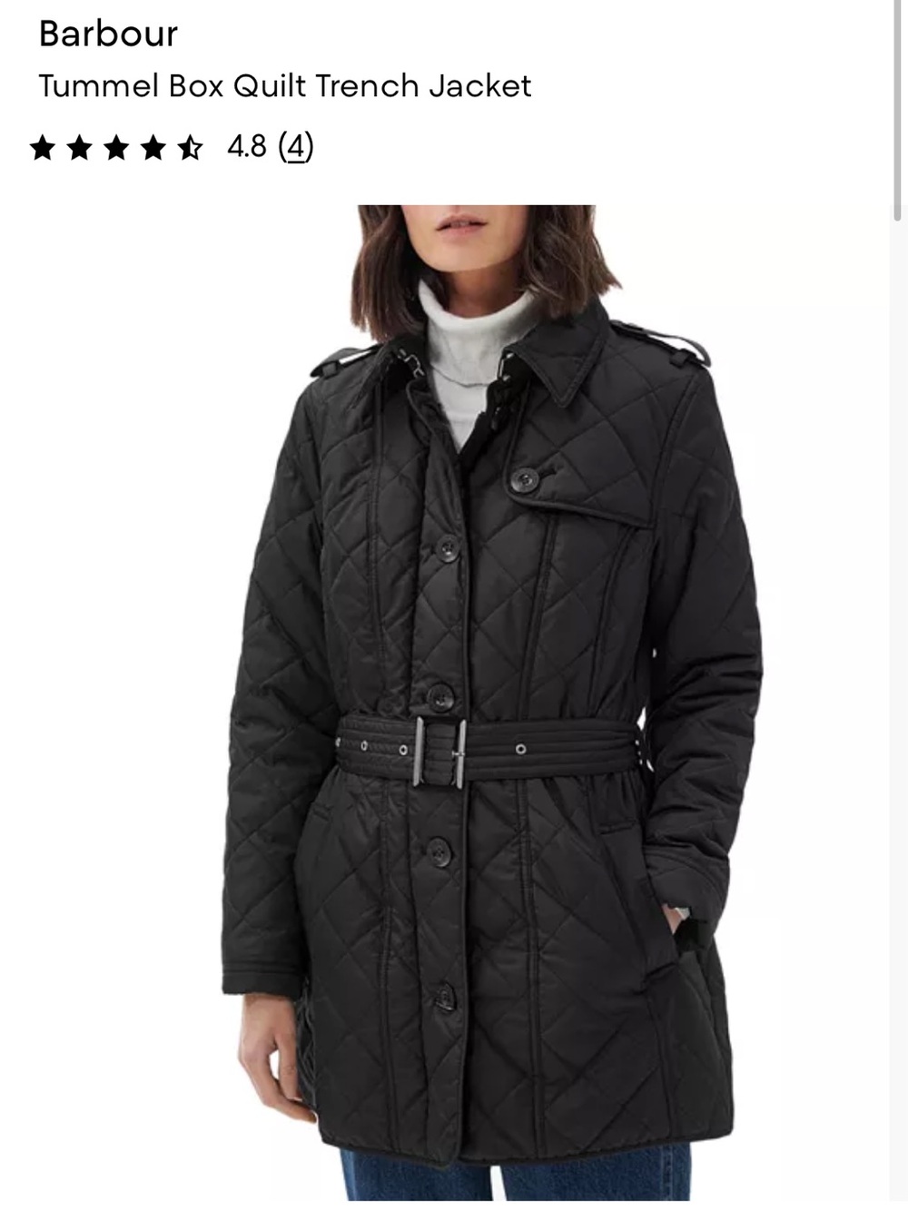 Barbour Black Quilted Belted Trench Coat
